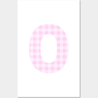 Pink Letter O in Plaid Pattern Background. Posters and Art